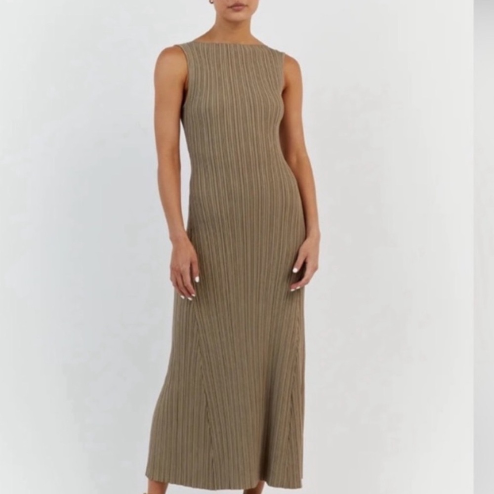 DISSH Sleeveless Ribbed Maxi Dress - Taupe Brown
